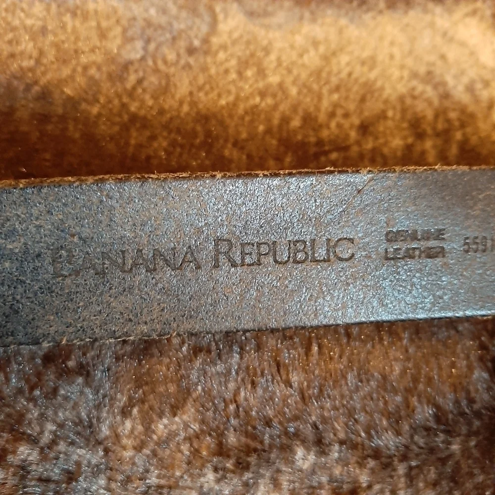 Banana Republic Black Leather Belt Men's 40 Women's Unisex Embroidered Italian